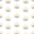Magic evil open eyes seamless pattern in boho style